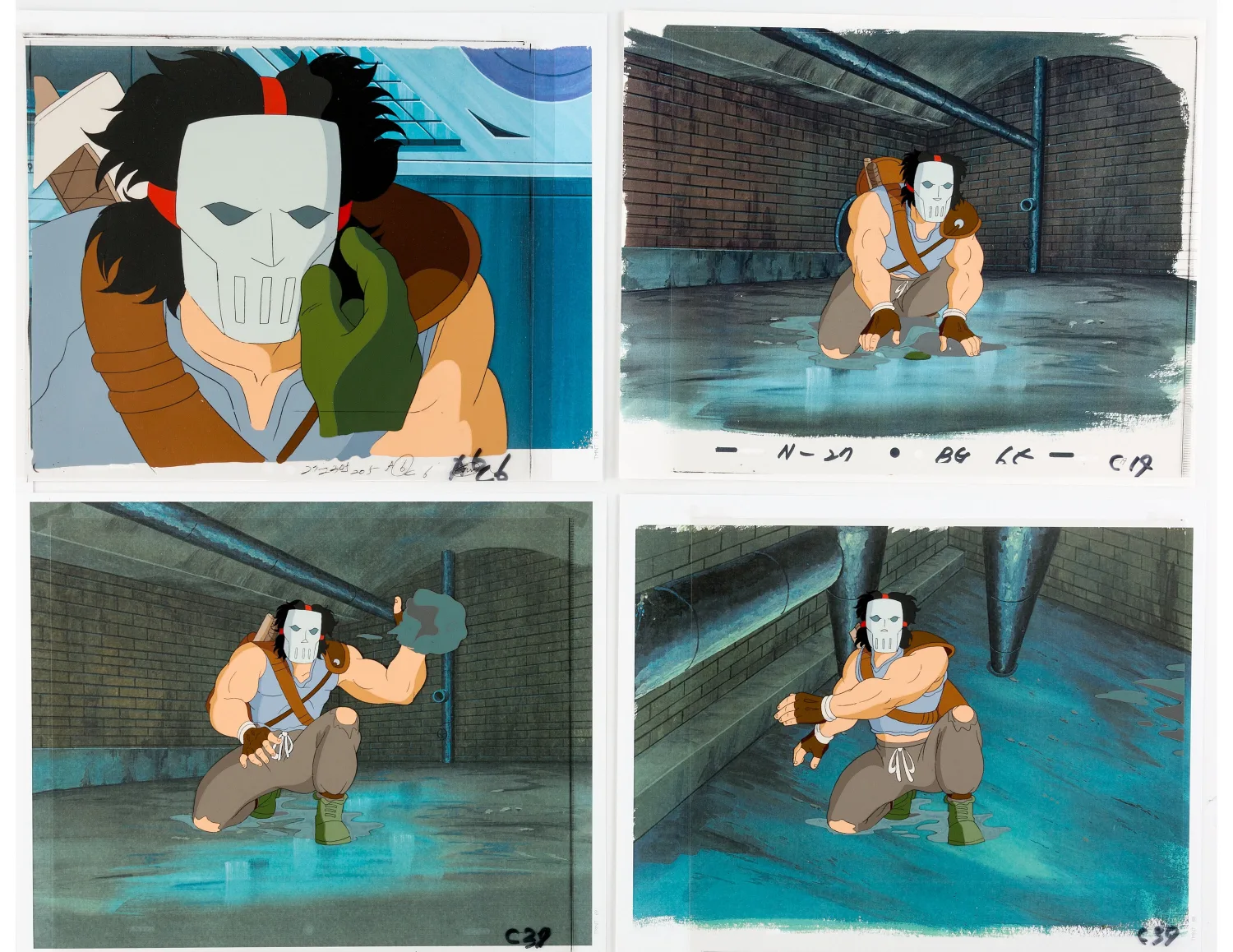 Casey Jones Production Cel and Animation Drawing Group of 7