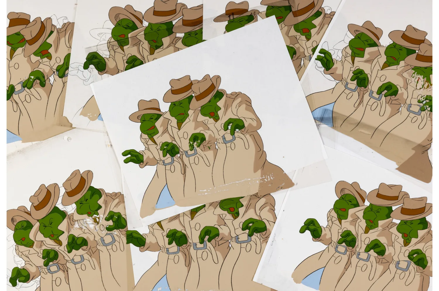 Disguised Turtles, Shredder, and Foot Solider Production Cel and Animation Drawing Group of 84