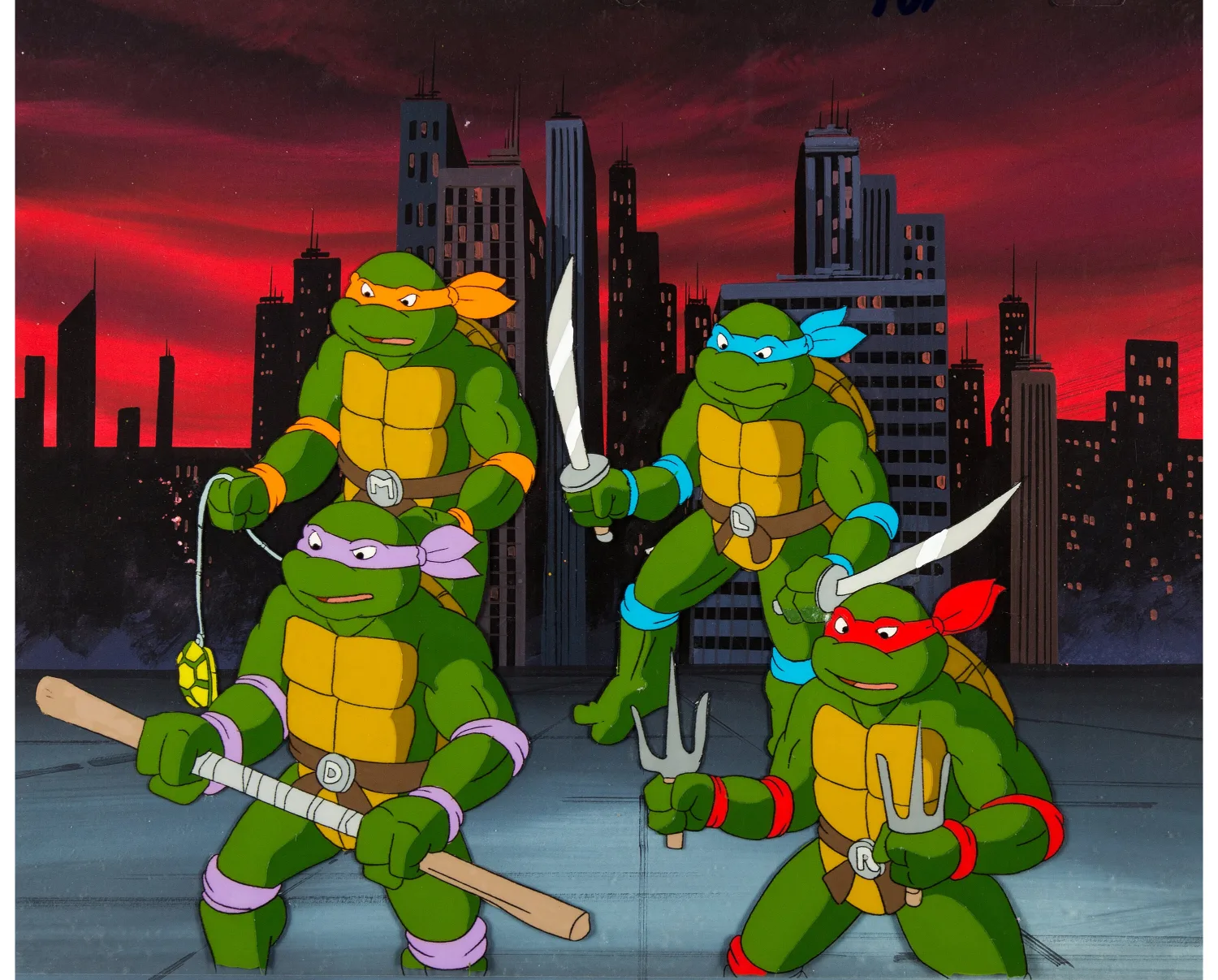 Full Team Production Cel Setup with Master Background