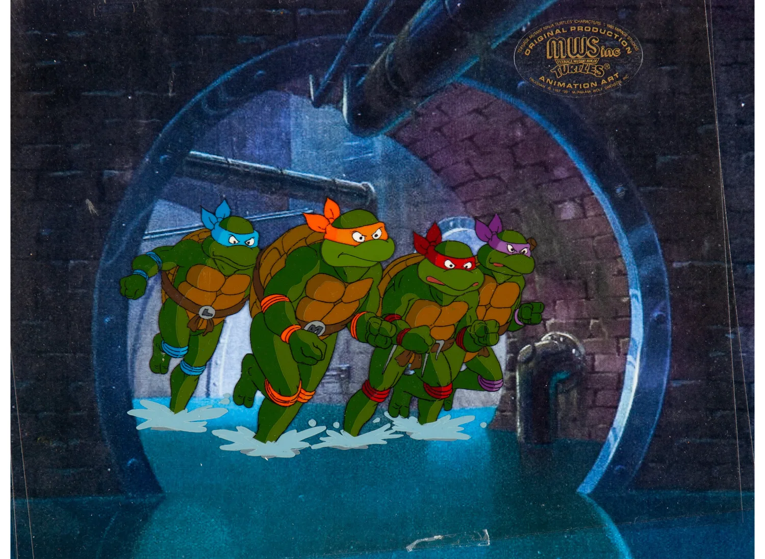 Leonardo, Michaelangelo, Raphael, and Donatello production cel