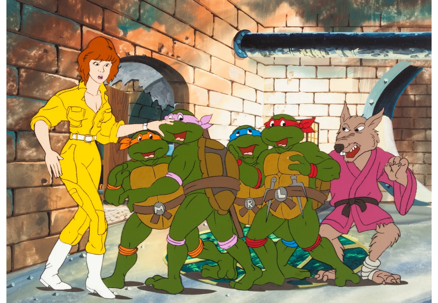 Multi-Character Production Cel Setup with Master Background