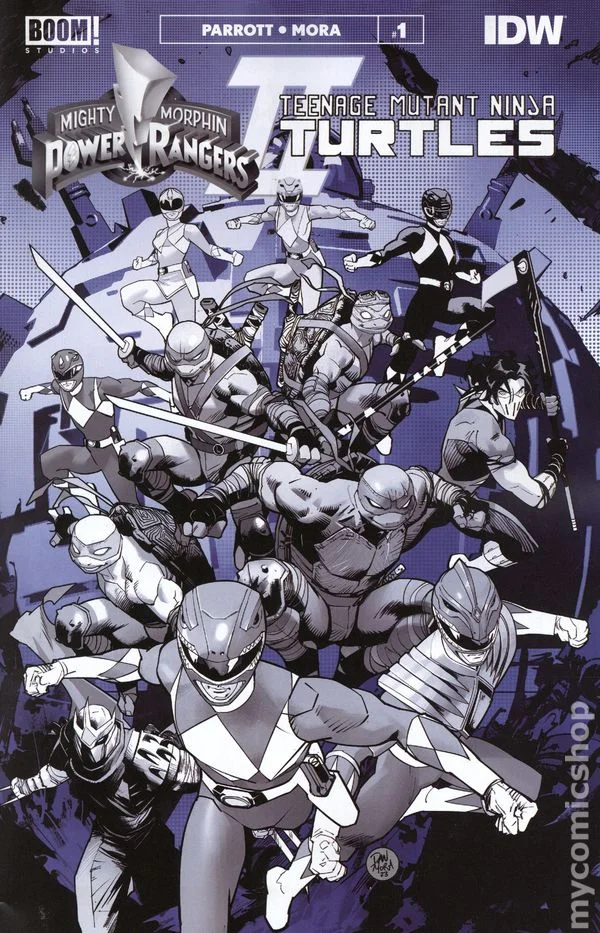 Mighty Morphin Power Rangers / Teenage Mutant Ninja Turtles II Black and White Edition cover