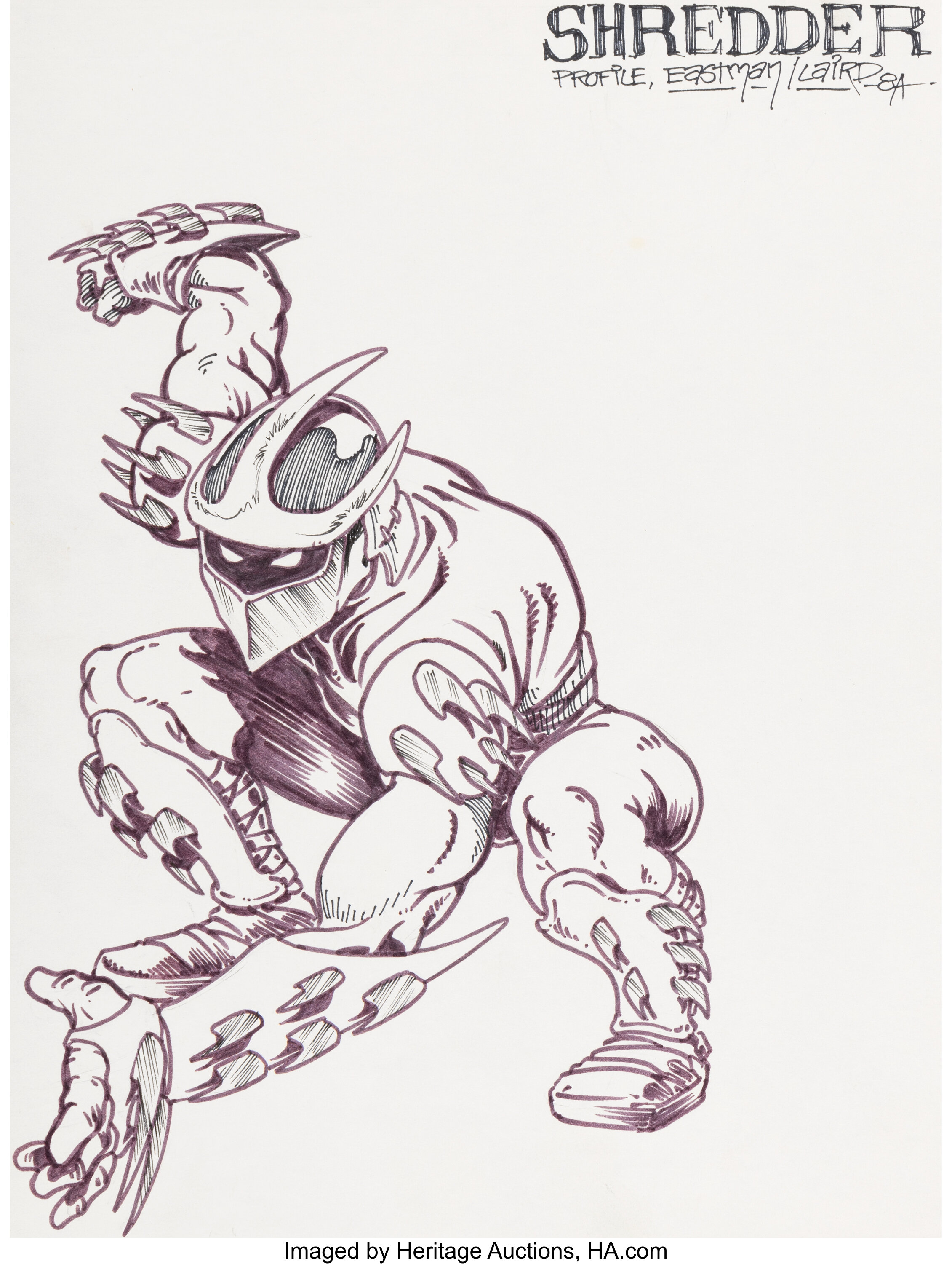 Shredder original concept illustration by Kevin Eastman, 1984