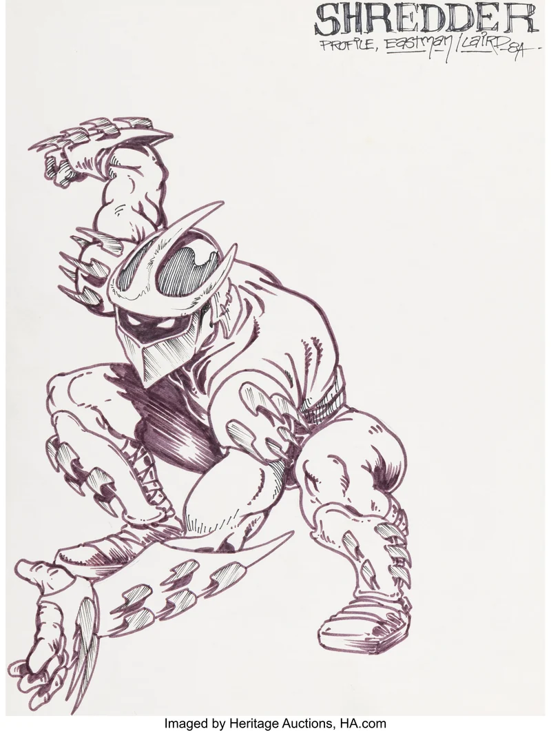Shredder original concept illustration by Kevin Eastman, 1984