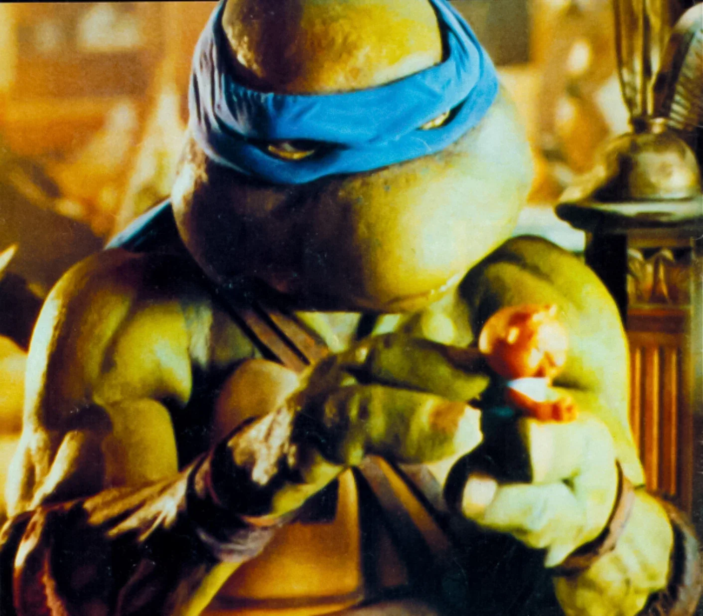 Leonardo, leader of the Turtles, in close-up.