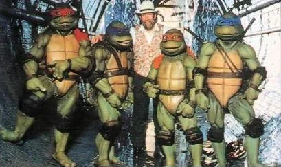Jim Henson with the Turtle creatures, one of the last projects of his Creature Shop.