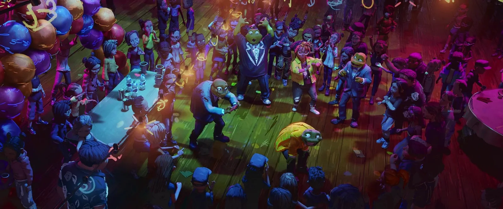 Times Square erupts in the film’s neon finale.