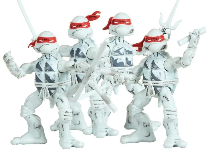 Classic Black & White Comic Book Turtles 4-Pack